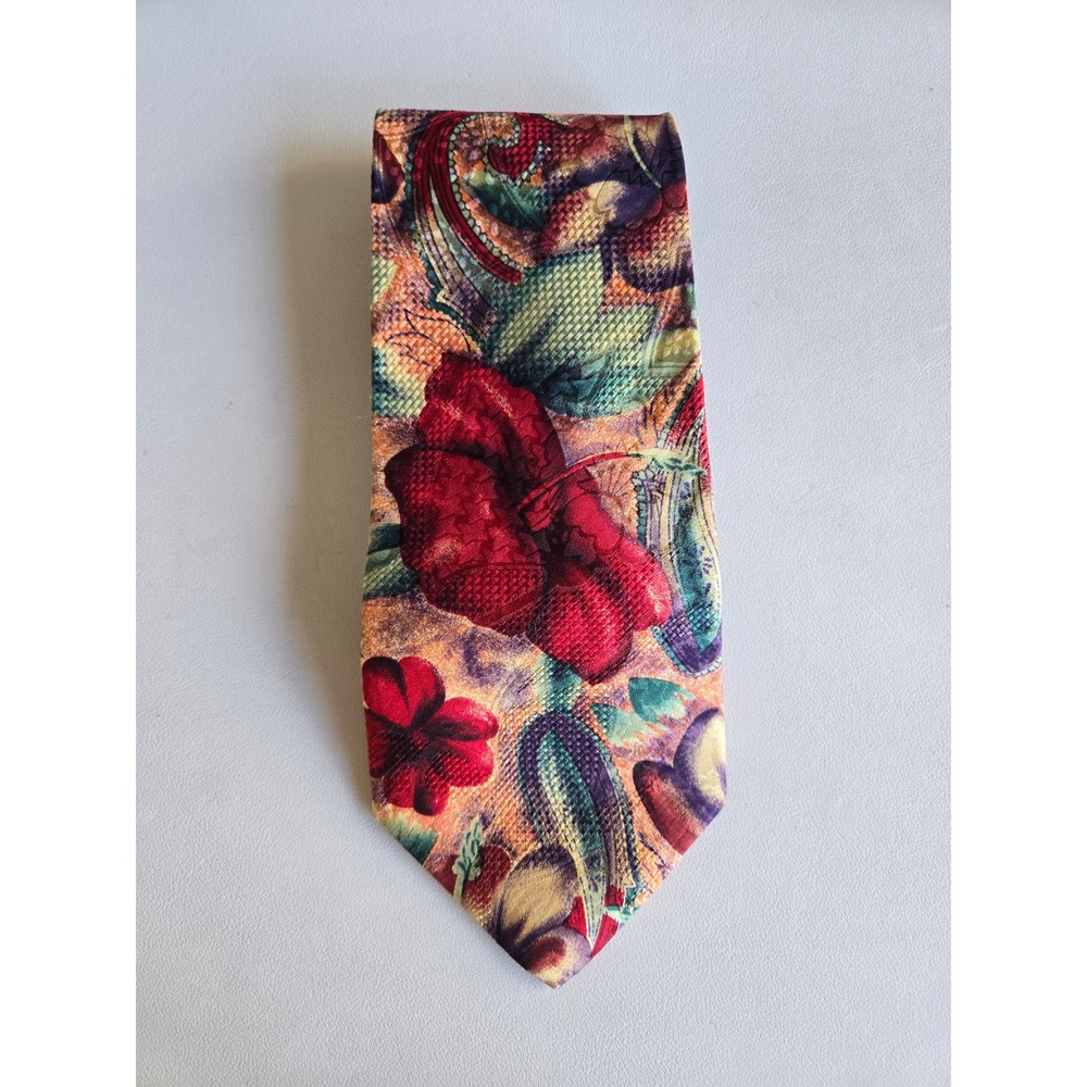 Robert Talbott Floral Silk Tie Bold Vntage Art Print Classic Hawaiian Tropical